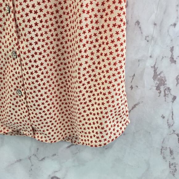 CAbi Shirt Womens Small Red White Floral Tank Blouse Blossom Button 3982 - Picture 4 of 10